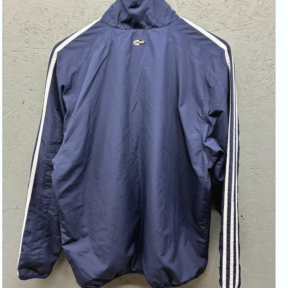Adidas 3-Stripes Full Zip Windbreaker Track Jacket Mens S Navy Blue Sporty Y2K